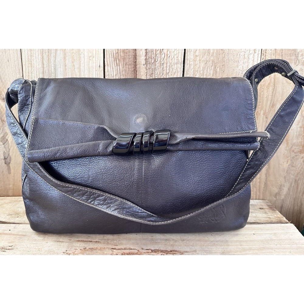Freestyle by David Leather Purse Shoulder Bag Italian Brown Fold Over BOHO